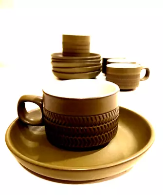 Vintage Denby Chevron Design Set 4 Cups 5 Saucers 1 Sugar Bowl 1 Milk Jug Green • £21.99