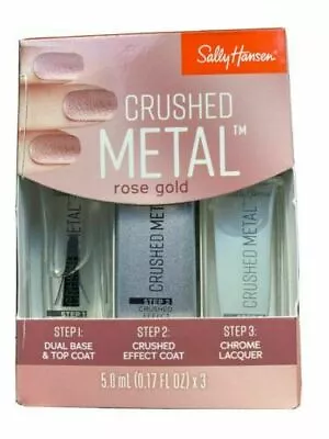 Nail Polish Kit Crushed Metal ROSE GOLD Sally Hansen Texture Metallic 3 Step New • $7.50