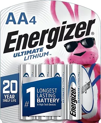 Energizer Ultimate Lithium Aa 4-pack #1 Longest Lasting Batteries Exp 12/2048 • $14.77