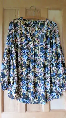 BNWT TAHARI Floral Longline Floaty Relaxed Top Sz 1X UK 22 • £14.99