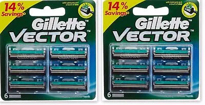 Gillette Vector Cartridges 12 Pcs Blades Fits Contour Atra Plus Refills • $34.13