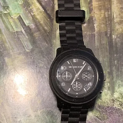 Michael Kors Mercer Black Chronograph Quartz Ladies Watch MK5422 • $60
