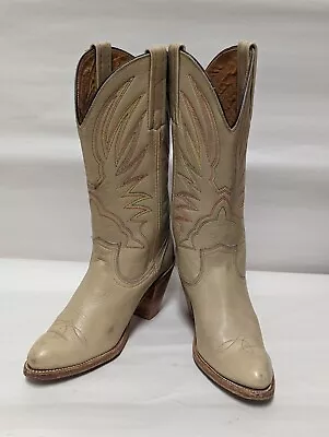 Vintage 80's Frye Western Cowboy Boots Made In Usa Cowgirl 6.5 B Leather 3  Heel • $119