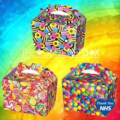 1/12 Sweets Themed Card Party Favour Filler Loot Handle Boxes Food Sweets Box • £0.99