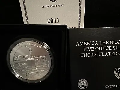 2011-P GETTYSBURG 5oz Silver ATB America The Beautiful With COA • $147.50