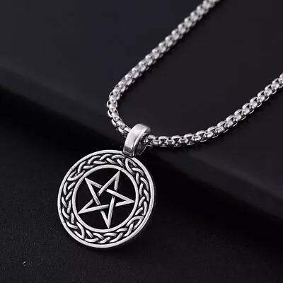 Pentagram Religious Paganism Pendant Necklace Stainless Steel Chain Jewelry • $6.65