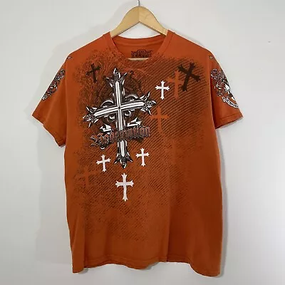 Vintage Y2K MMA Elite Cross T Shirt Grunge Emo Mall Goth Scene Skate Affliction • $35