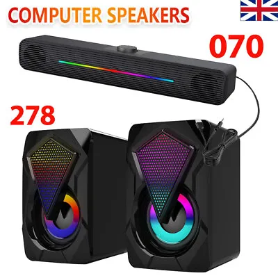 Gaming Sound Bar Speaker Computer Speaker For Desktop Computer Laptop Phone • £11.99