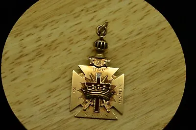$640.72 • Buy 14k Yellow Gold In Hoc Signo Vinces Pendant Masonic Chapter 20 22 From 1884