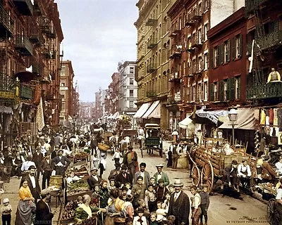 New 8x10 Photo: Color View Of Crowds At Mulberry Street In New York City 1900 • $11.99