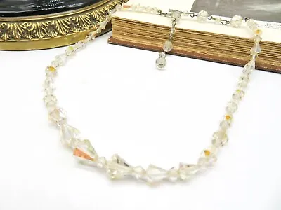 Vintage Pastel AB Crystal Bead Adjustable Choker Necklace EE43 • $15.99