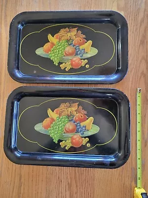 Vintage 70's Set 2 Fruit Lap TV Tray Bed Dinner Lap Foldable Mid Century • $19.99