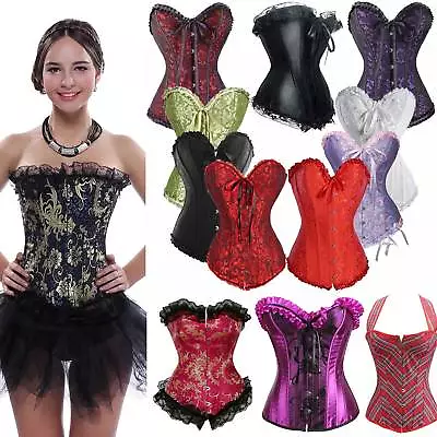 Burlesque Corset Basque Cincher Lingerie Bustier Moulin Rouge Boned Shaper 4-22 • $16.14