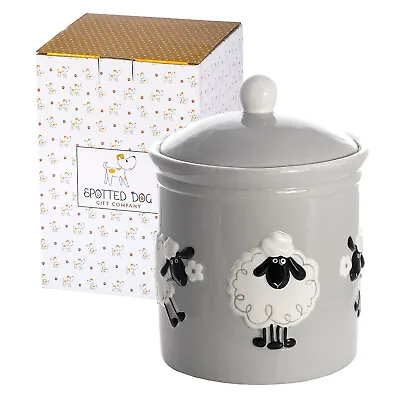 Storage Jars With Lid Tea Coffeee Sugar Treats Kitchen Ceramic Sheep Animal Gift • £19.99