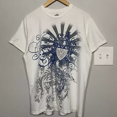 Ink Inc. Gothic Crest White Graphic Tee Sz L Y2K Style Mall Goth Cyber • $25