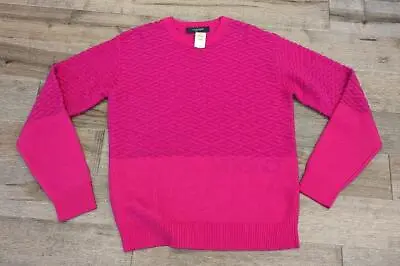 $1075 Mens Versace La Greca Knit Crewneck Sweater Fuxia 50 US Large • $279.99