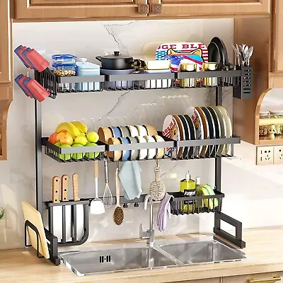 3 Tier Over Sink Dish Rack 85-105cm Stainless Steel For Kitchen Counte Au • $137.79