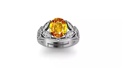 Certified Yellow Sapphire  6.00 Carat Stone Zoya Silver Ring For Women And Men • $45
