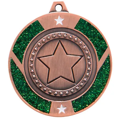 Glitter Star Green DANCE 50mm Medal - FREE ENGRAVING RIBBON & UkP&P Street Disco • £2.75