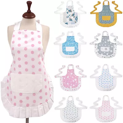 Fancy Bib Apron Pocket Ladies Girls Frill Kitchen Cooking Baking Craft Activity • £4.99