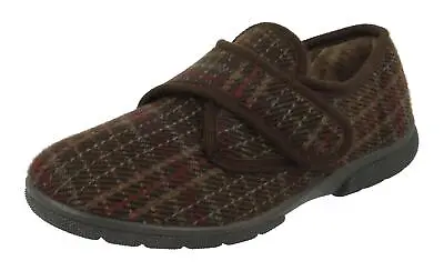 Men'S Slippers / House Shoes (Tartan)6V Wide Fit By Db Shoes In Brown • £49