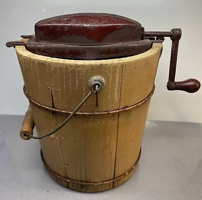 Vintage Hand Cranked Wooden Ice Cream Freezer Maker • $59.95