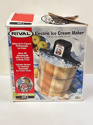 Vintage Rival Ice Cream & Yogurt Freezer #8455 Wood Bucket 4 Qt - Working! • $24.95