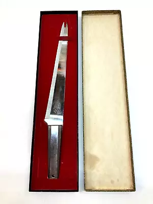 Vernco Stainless Steel Fork Tip Utility Knife Engraved Handle In Box 1960's • $18.85