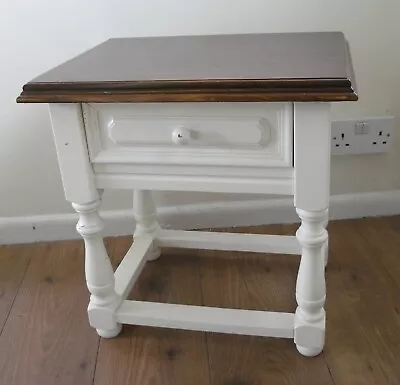 Solid Oak Used Lamp Table Shabby Chic Painted Side Table • £25
