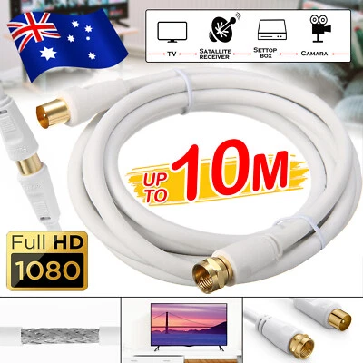 $8.45 • Buy TV Antenna Aerial Cable Cord Coax PAL Male To Male Right Angle Plug 1.8m 3m 5m