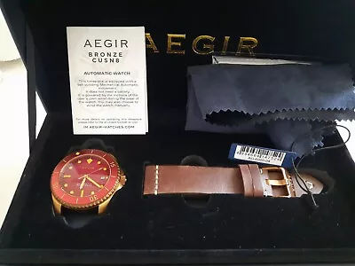 Aegir Kriger Bronze Cherry Red Automatic 43 Mm W Brown Leather LE /200 • $300