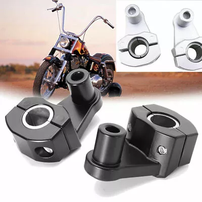 Motorcycle HandleBar Black Aluminum 7/8  22mm Handle Fat Bar Mount Clamps Riser • $25.89