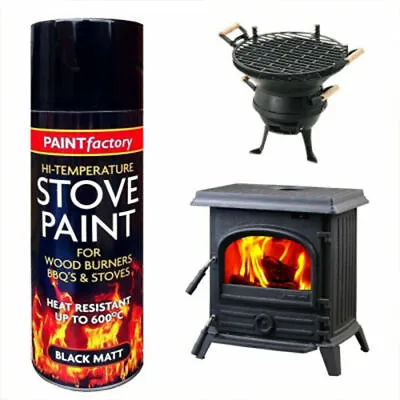 400ml High Temperature Heat Resistant Matt BLACK Spray Paint Stove BBQ 1436 • £12.69