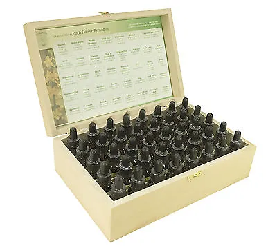 Complete Set Of 25ml Bach Flower Remedies By Crystal Herbs - In A Wooden Box • £210