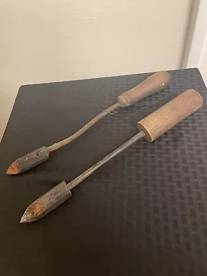 2 Vintage Wood Handle Copper Tip Soldering Irons 1 1/2” • $15