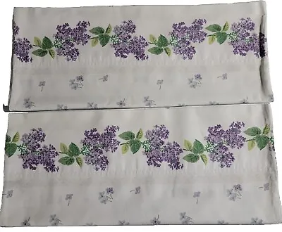 2 Vintage Look Pillowcases White W/ Purple Flowers 18 X 30 Stan Queen • $12