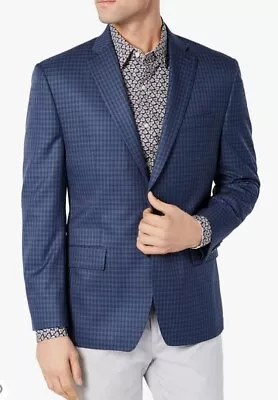 Michael Kors Sport Coat Size48R 46R44L42S Blue/NAVY Check Classic Stretch • $99