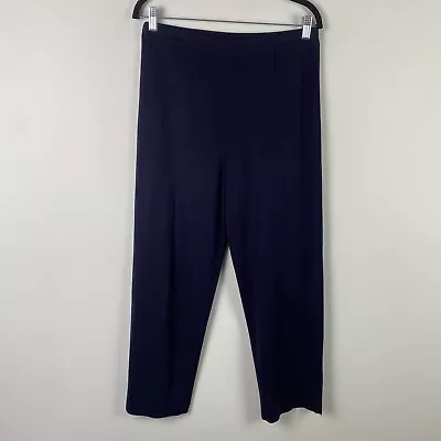 Exclusively Misook Cropped Pants Size Medium Navy Blue Knit Pull On Straight Leg • $27.95