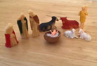 Vintage Lot Of 9 Plastic Christmas Miniature Nativity Set Figures • £5