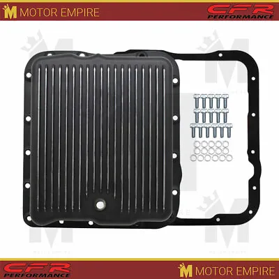 Fits Chevy GM 700R4 4L60E 4L65E Aluminum Transmission Pan Kit Deep Finned Black • $94.75