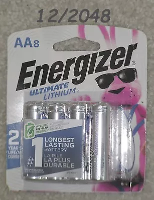 12/2048 Energizer Ultimate Lithium AA Batteries 8 Pack L91 FR6 1.5V L91SBP-8 • $17.75