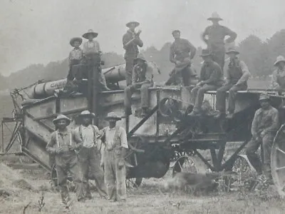 Vtg 1910s 20s Steam Tractor & Threshing Crew Postcard RPPC  • $200