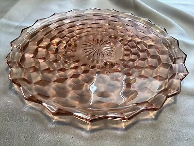 $16 • Buy Vintage Indiana Glass Whitehall Footed 60's Pink Depression Cake Plate Platter