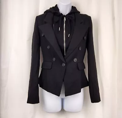 Central Park West Jamie Double Breasted Dickie Blazer Hoodie Black XS • $79.99