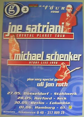 G3 Joe Satriani Michael Schenker Uli Jon Roth Concert Tour Poster 1998 • $29.95