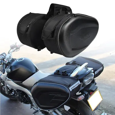 Black Motorcycle Saddle Box Saddlebag Helmet Riding Pannier Luggage Bag • $80.45