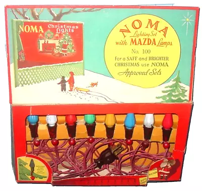 Vintage Noma Christmas Book C6 GE Mazda String Light Holiday Decoration Set USA • $29.99