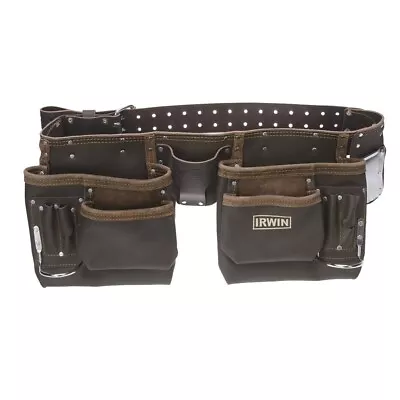 Irwin 10 Pocket Construction Tool Belt Leather Belt With A Double Roller Buckle • $239.95