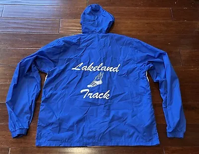 Blue Star Sportswear White Mens Large Lakeland Track Hoodie Windbreaker Jacket • $20.24