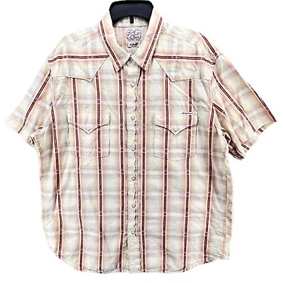 Lucky Brand Western Shirt Mens XL Multicolor Plaid Pearl Snap Pockets Rodeo USA • $24.88